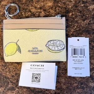 Coach Yellow Lemon Print Card Holder